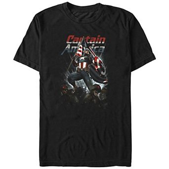 Big & Tall Captain America USA Flag Poster Graphic Tee
