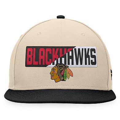 Men's Fanatics Branded Cream/Black Chicago Blackhawks Goalaso Snapback Hat