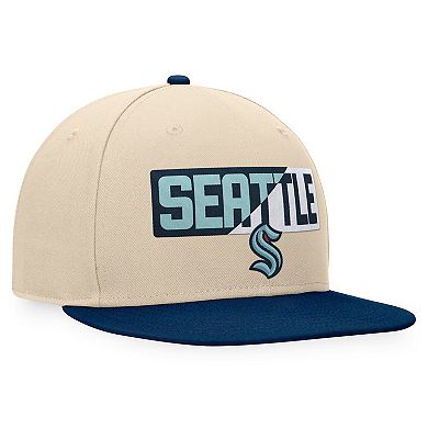 Men's Fanatics Branded Cream/Deep Sea Blue Seattle Kraken Goalaso Snapback Hat