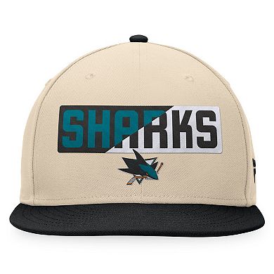 Men's Fanatics Branded Cream/Black San Jose Sharks Goalaso Snapback Hat