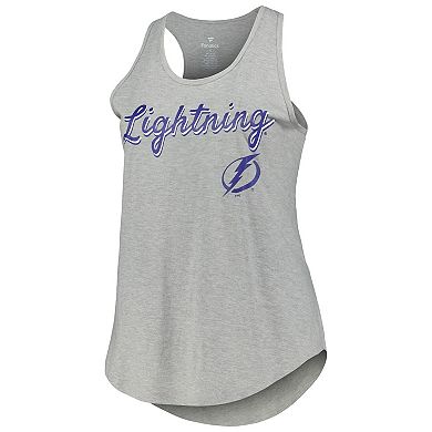 Women's Fanatics Branded Heather Gray Tampa Bay Lightning Plus Size Racerback Tank Top