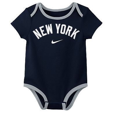 Newborn Nike New York Yankees Three-Pack Bodysuit Set