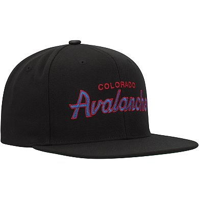 Men's Mitchell & Ness Black Colorado Avalanche Core Team Script 2.0 Snapback Hat