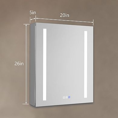 Wall-mounted LED Mirror Cabinet with UL Plug and USB, Adjustable Touch Switch, Right