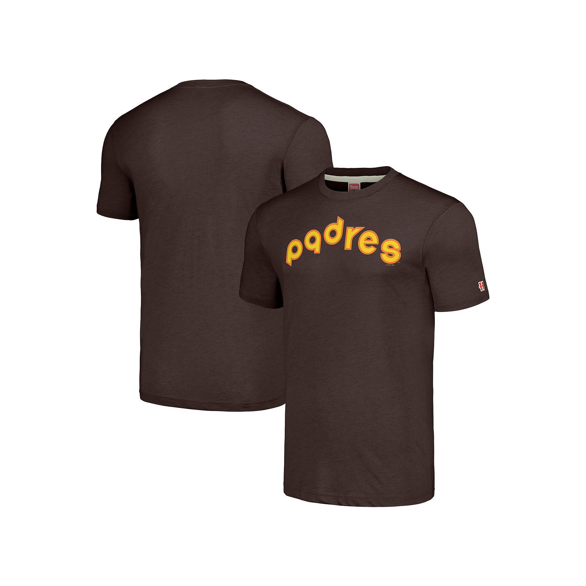 Mens Homage Brown San Diego Padres Cooperstown Collection Hand-Drawn Logo 