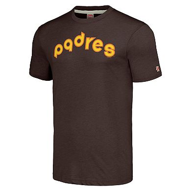 Men's Homage Brown San Diego Padres Cooperstown Collection Hand-Drawn Logo Tri-Blend T-Shirt