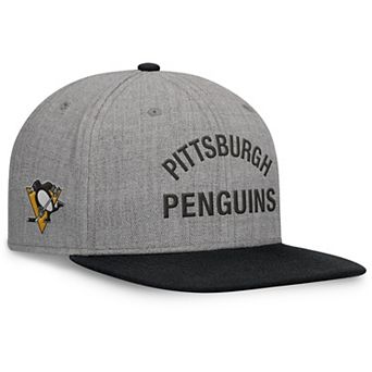 Men's Fanatics Signature Heather Gray Pittsburgh Penguins Elements Flat Brim Leather Strapback Hat
