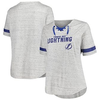 Women's Fanatics Branded Heather Gray Tampa Bay Lightning Plus Size Lace-Up T-Shirt