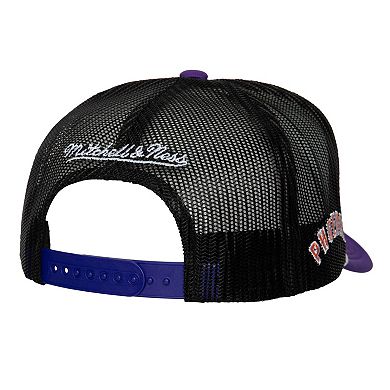 Men's Mitchell & Ness White Phoenix Suns Hardwood Classics Blocker Foam Front Trucker Snapback Hat