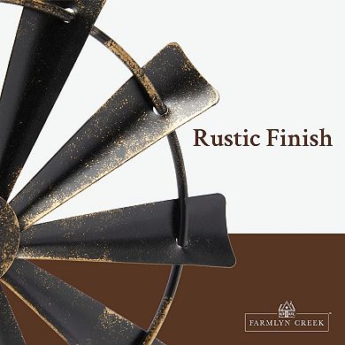 Metal Windmill For Farmhouse Decor, Rustic Home Decorations (8 X 14 Inches)