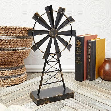 Metal Windmill For Farmhouse Decor, Rustic Home Decorations (8 X 14 Inches)