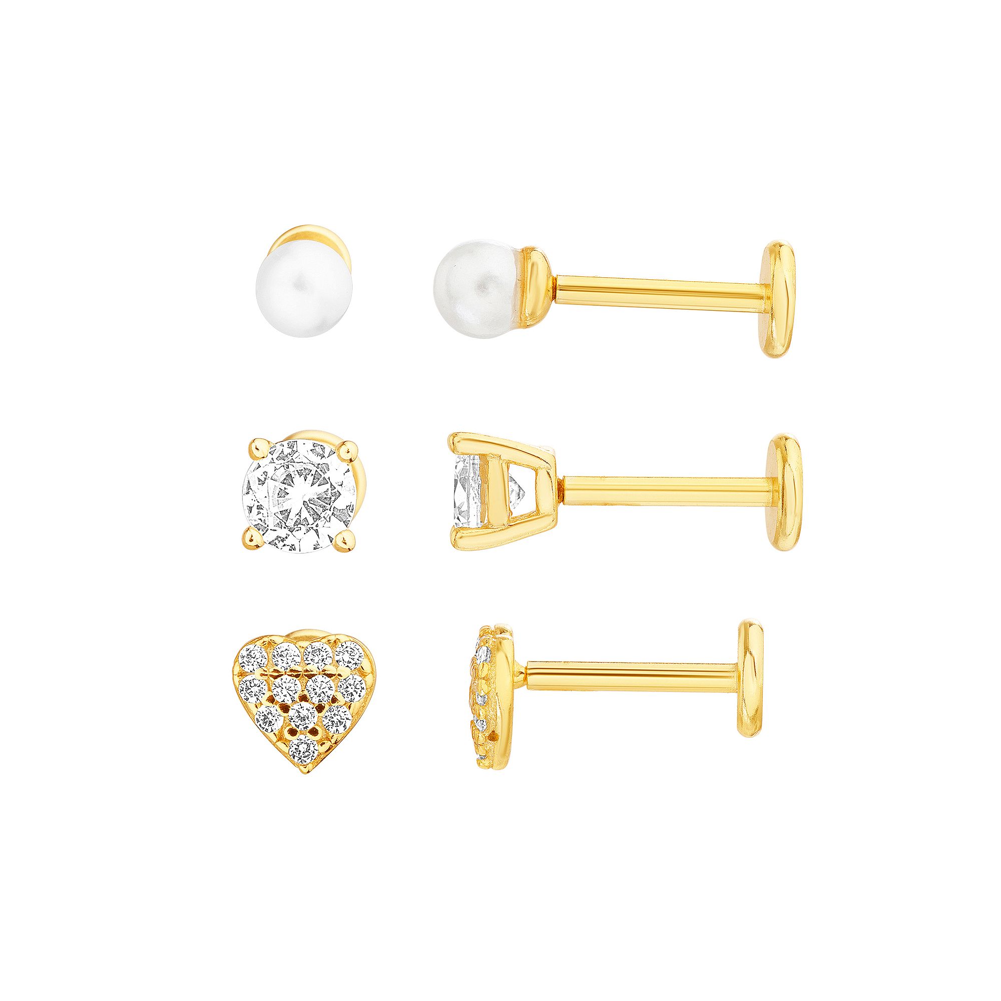 petit cheris Kids 14k Gold Over Sterling Silver Mother of Pearl, Cubic Zir