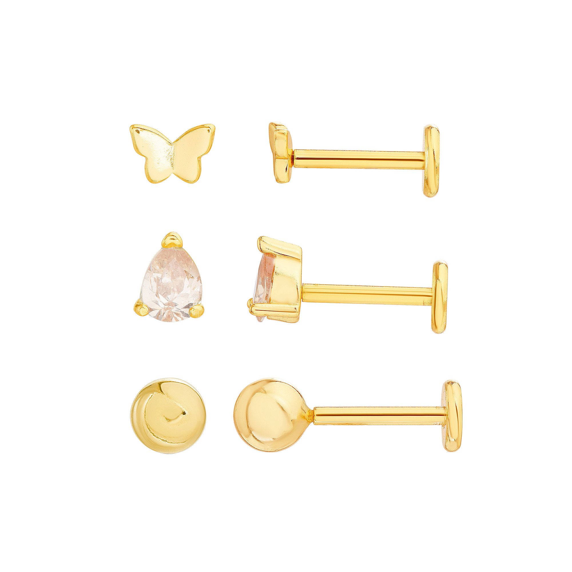 petit cheris Kids 14k Gold Over Sterling Silver Butterfly, Cubic Zirconia,