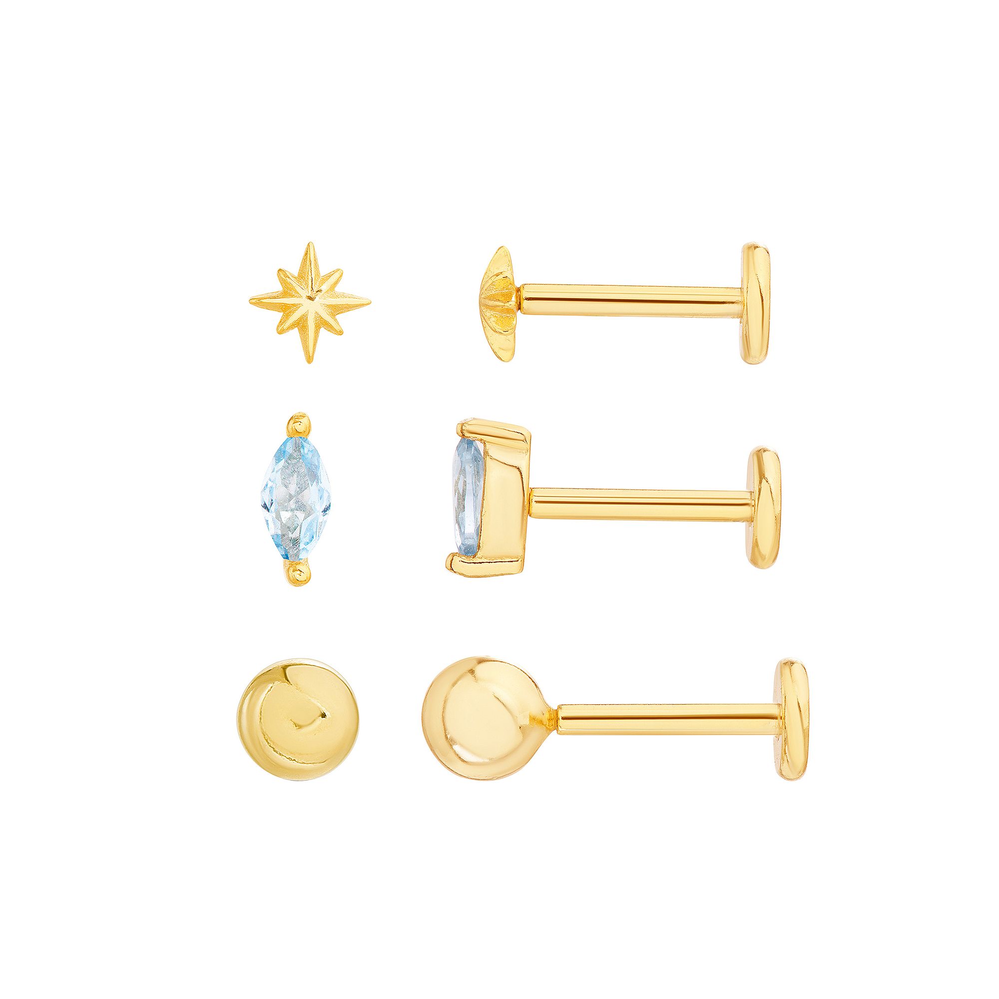 petit cheris Kids 14k Gold Over Sterling Silver Starburst, Cubic Zirconia 