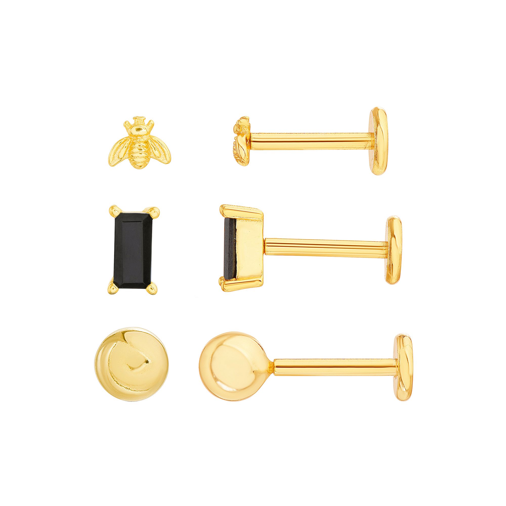 petit cheris Kids 14k Gold Over Sterling Silver Bees, Cubic Zirconia, and 