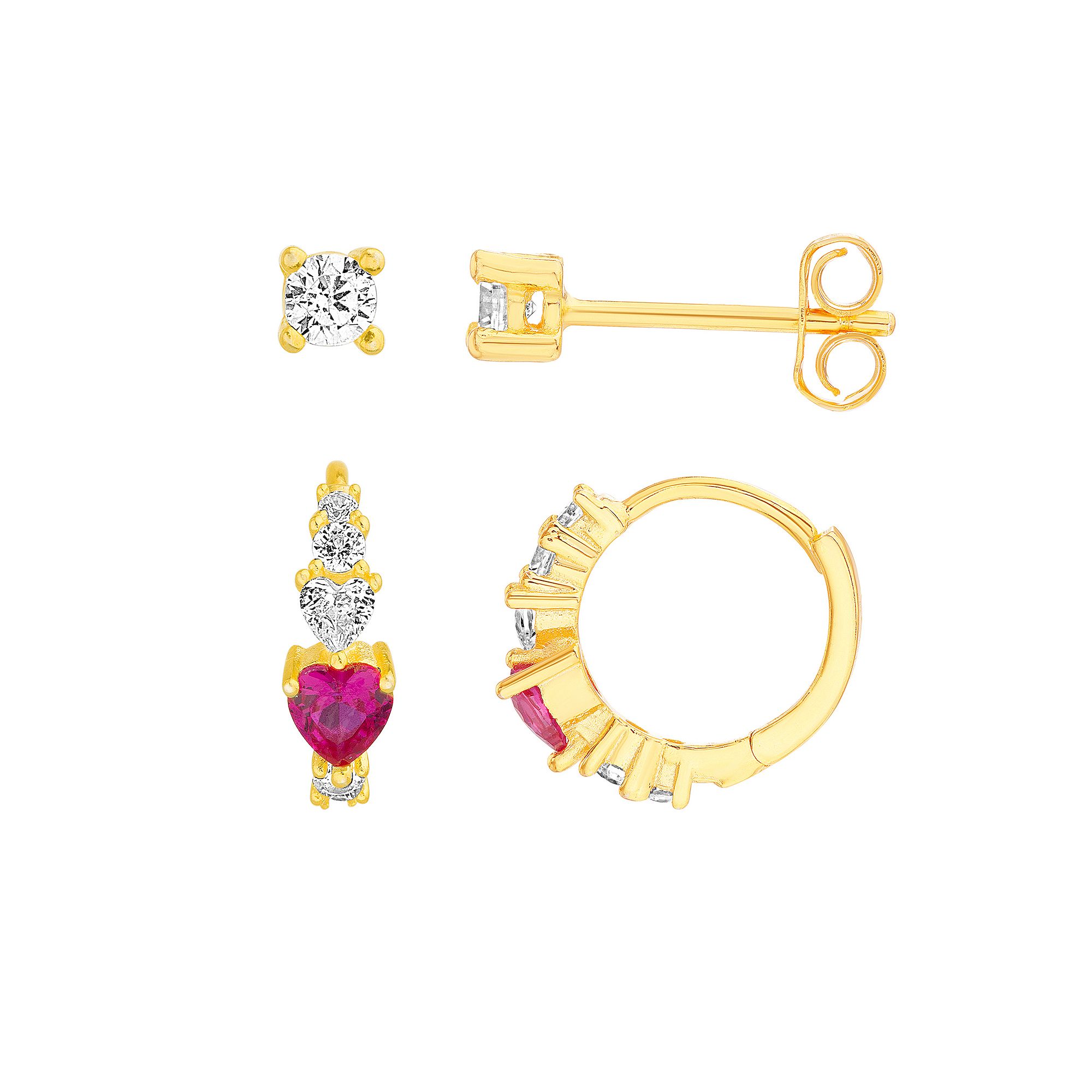 petit cheris Kids 14k Gold Over Sterling Silver Red Cubic Zirconia Heart H