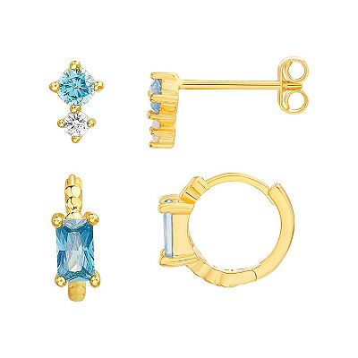 petit cheris Kids' 14k Gold Over Sterling Silver Blue Cubic Zirconia