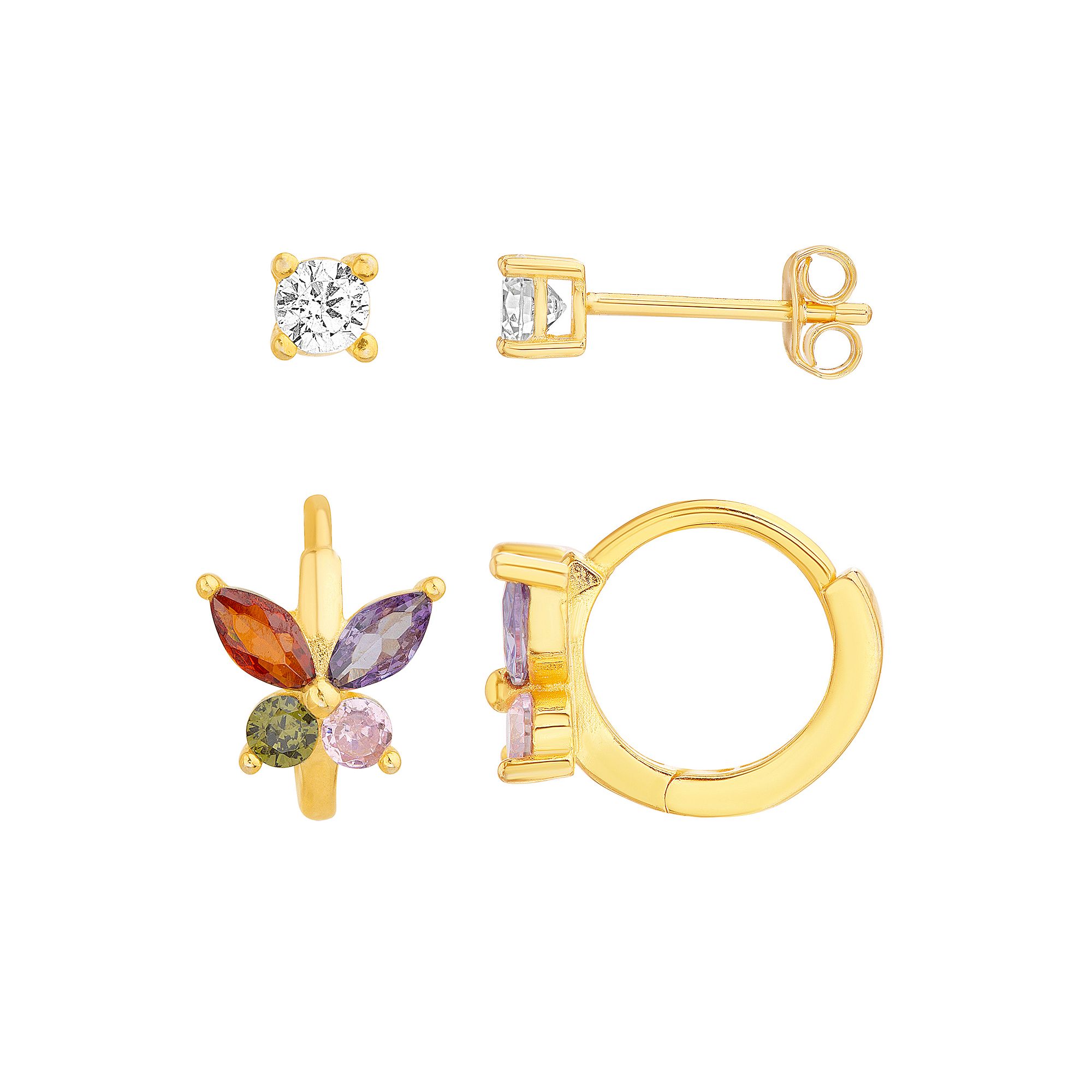 petit cheris Kids 14k Gold Over Sterling Silver Multi Color Cubic Zirconia