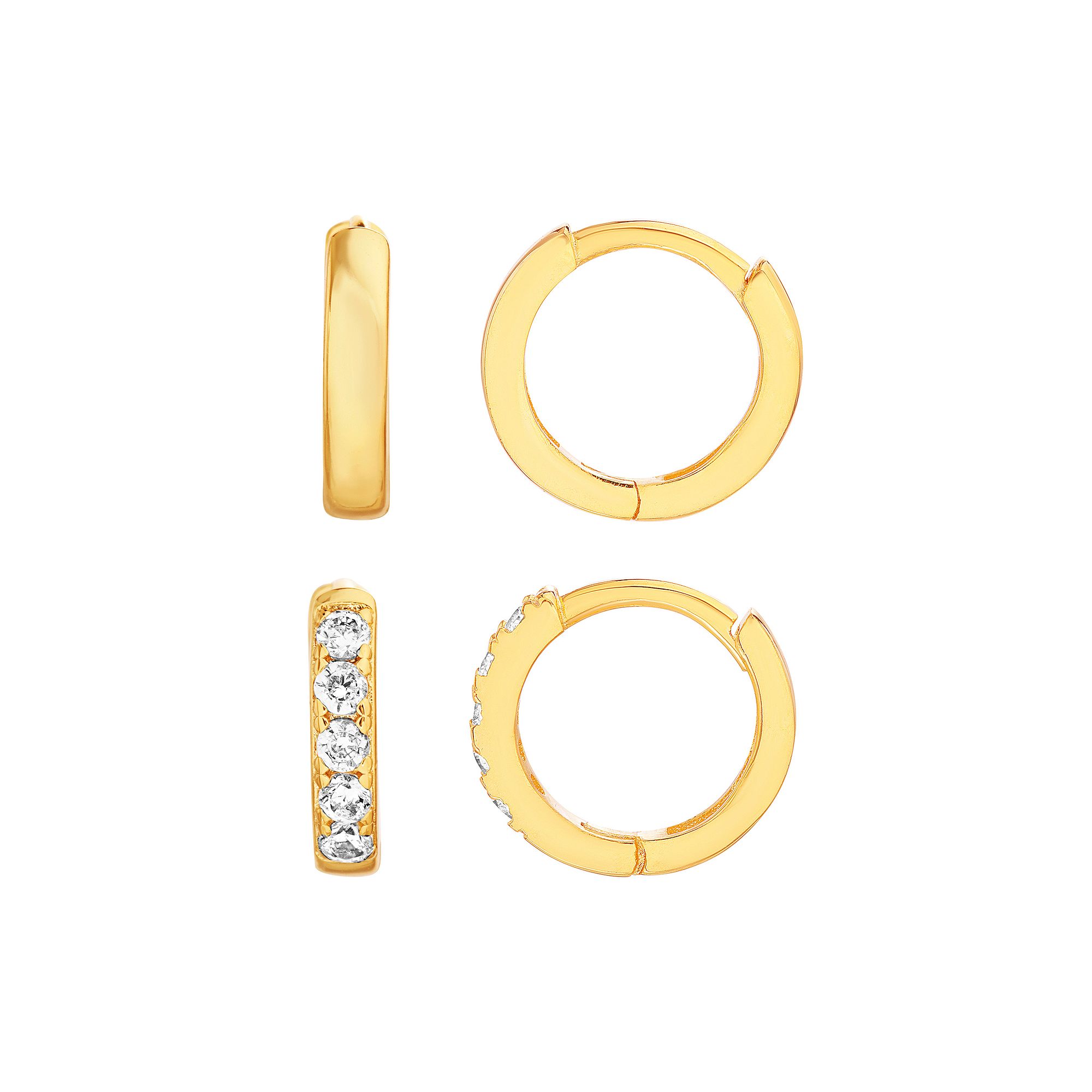 petit cheris Kids 14k Gold Over Sterling Silver Cubic Zirconia Hoop Earrin