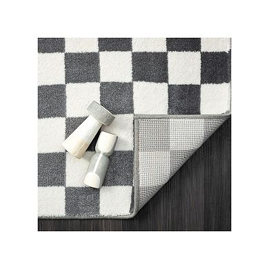 Luxe Weavers Checkered Black and White Geometric Area Rug