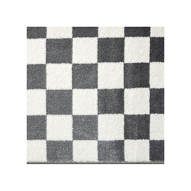 Luxe Weavers Checkered Black and White Geometric Area Rug