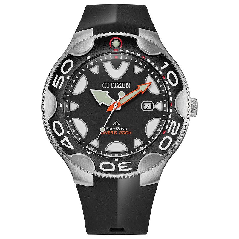 Citizen Men's Eco-Drive Promaster Dive Orca Stainless Steel Blue Rubber Strap Dive Watch, Size: Large, Black