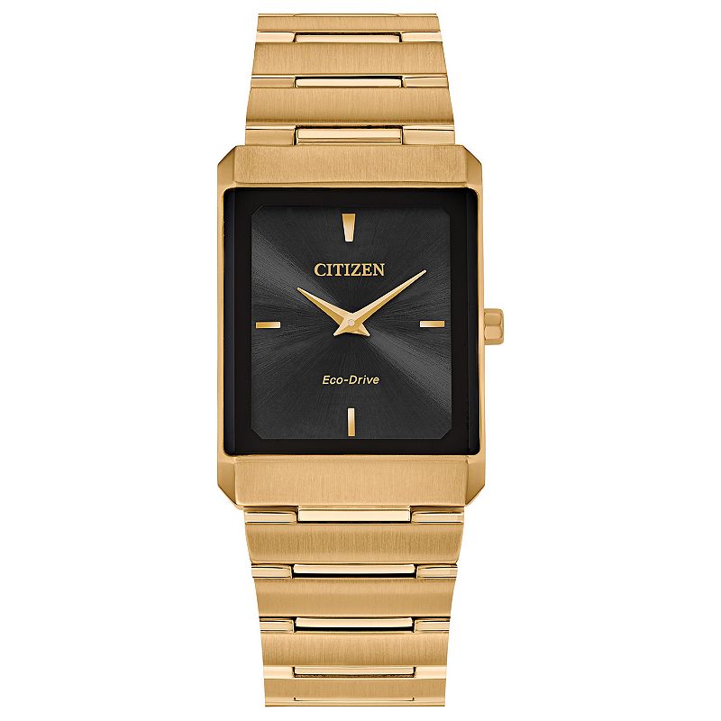 Citizen Eco-Drive Stiletto Stainless Steel Rectangular Bracelet Watch, Women's, Size: Small, Gold Tone