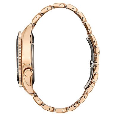 Citizen Men's Eco-Drive Sport Luxury Carson Rose Gold Tone Stainless Steel Black Dial Bracelet Watch