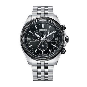 Citizen Men's Eco-Drive Weekender Stainless Steel Black Chronograph Dial Bracelet Watch
