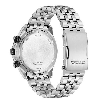 Citizen Men's Eco-Drive Weekender Stainless Steel Black Chronograph Dial Bracelet Watch