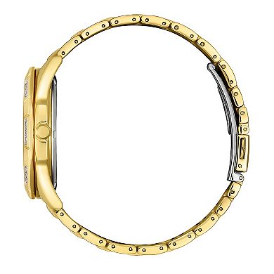 Citizen Men's Eco-Drive Classic Gold Tone Stainless Steel Diamond Accent Black Dial Bracelet Watch