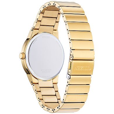 Citizen Men's Eco-Drive Modern Axiom Gold Tone Stainless Steel Black Dial Bracelet Watch