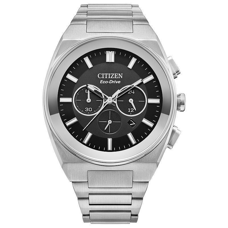 Citizen Men's Eco-Drive Axion Stainless Steel Bracelet Chronograph Watch - CA4580-50E, Size: Large, Silver