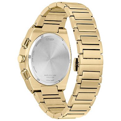Citizen Men's Eco-Drive Axion Gold Tone Stainless Steel Black Dial Chronograph Bracelet Watch