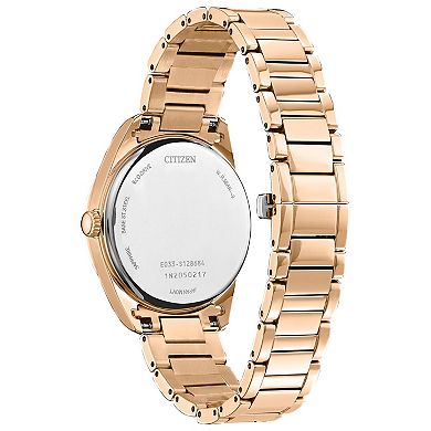 Citizen Eco-Drive Women's Arezzo Rose Gold Tone Stainless Roman Accent Dial Bracelet Watch - EM0973-55A