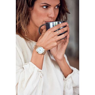 Citizen Eco-Drive Women's Arezzo Rose Gold Tone Stainless Roman Accent Dial Bracelet Watch - EM0973-55A