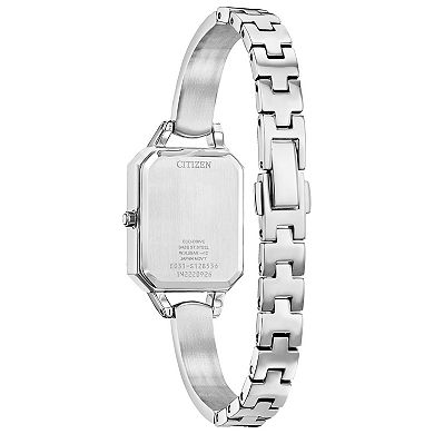Citizen Eco-Drive Women's Silhouette Stainless Crystal Accented Rectangular Bangle Watch - EM0980-50A