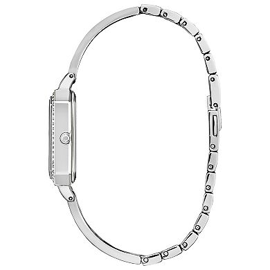 Citizen Eco-Drive Women's Silhouette Stainless Crystal Accented Rectangular Bangle Watch - EM0980-50A