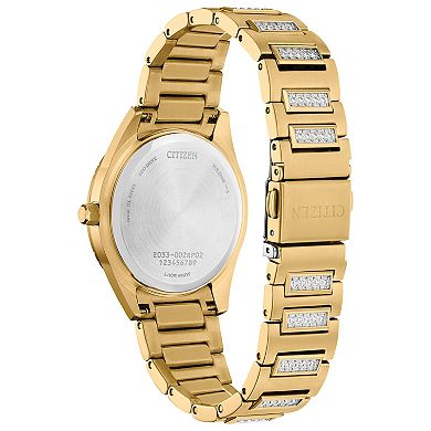 Citizen Eco-Drive Women's Silhouette Gold Tone Stainless Crystal Accent MOP Dial Bracelet Watch - EM1022-51D