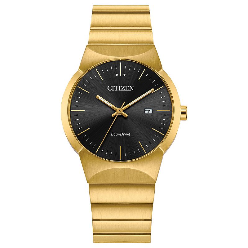 Citizen Women's Eco-Drive Modern Axiom Gold Tone Stainless Steel Black Dial Bracelet Watch, Size: Medium