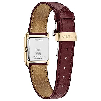 Citizen Women's Eco-Drive Bianca Rose Gold Tone Stainless Steel Mother-of-Pearl Dial Red Leather Strap Watch