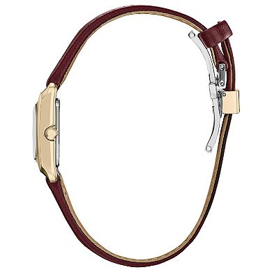 Citizen Women's Eco-Drive Bianca Rose Gold Tone Stainless Steel Mother-of-Pearl Dial Red Leather Strap Watch
