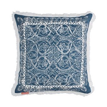 Indigo Ink Boho Medallion Fringe Decorative Throw Pillow