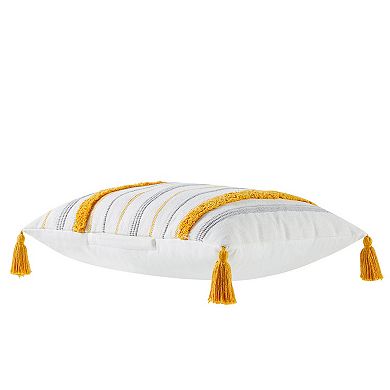 Indigo Ink Multicolor Tufted Boho Stripe Decorative Throw Pillow