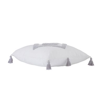 Indigo Ink Tufted White Boho Diamond Decorative Throw Pillow