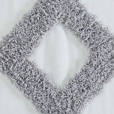 Indigo Ink Tufted White Boho Diamond Decorative Throw Pillow