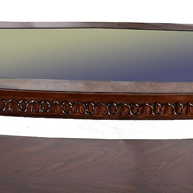Traditional Coffee Table With Cabriole Legs And Wooden Carving, Brown