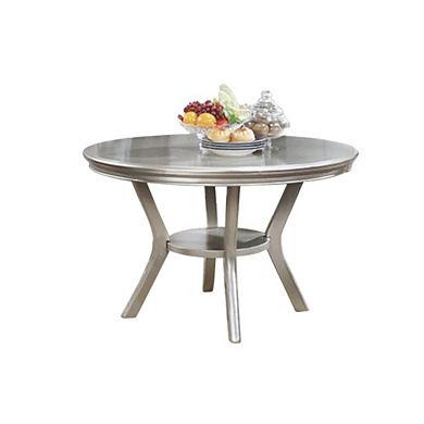 Amina Contemporary Round Dining Table, Champagne