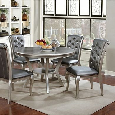 Amina Contemporary Round Dining Table, Champagne