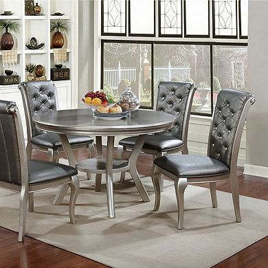 Amina Contemporary Round Dining Table, Champagne